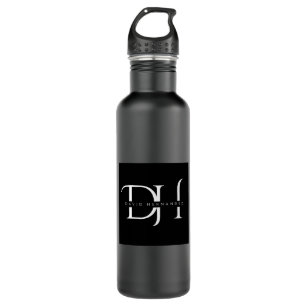 Elegant Black White Initials Monogram Modern Chic 710 Ml Water Bottle
