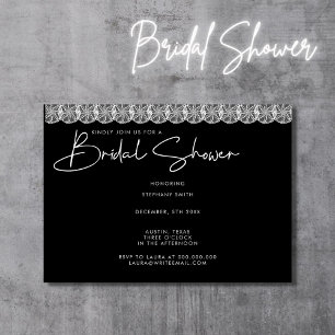 Elegant Black & White Lace Bridal Shower Invitation