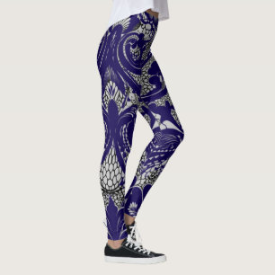 Elegant Black & White Lace Pattern Leggings