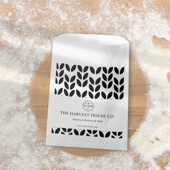 Elegant Black & White Large Wheat Pattern Bakery  Favour Bags (Creator Uploaded)