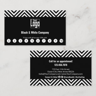Elegant Black & White Logo Social Media Call Loyalty Card