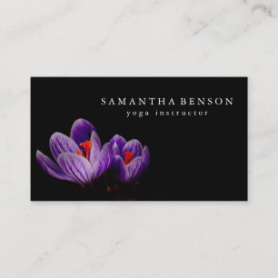 Elegant Black & white Lotus Flower Logo Yoga Busin Business Card