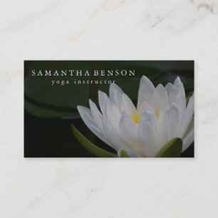 Elegant Black & white Lotus Flower Logo Yoga Busin Business Card
