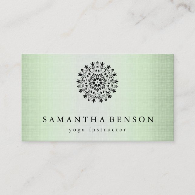Elegant Black & white Lotus Flower Logo Yoga Business Card (Front)