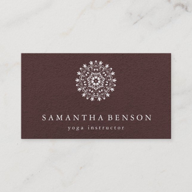Elegant Black & white Lotus Flower Logo Yoga Business Card (Front)
