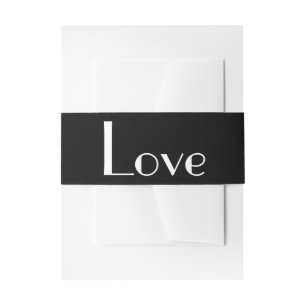 Elegant Black & White Love Wedding Band Invitation Belly Band