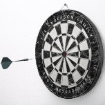 Elegant Black White Marble Custom Name Message  Dartboard<br><div class="desc">Ant elegant dartboard design with alternating  black marble and white marble triangles. 

A name and a message are written above and below,  in white caps,  as arched text.</div>