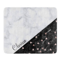 elegant black white marble rose gold geometric