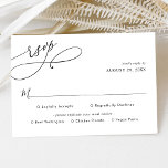 Elegant Black & White Meal Options Wedding  RSVP Card<br><div class="desc">Designed to coordinate with our Romantic Script wedding collection,  this customisable Meal Options RSVP card,  features a sweeping calligraphy script text paired with a classy serif & modern sans font in black. Matching items available.</div>