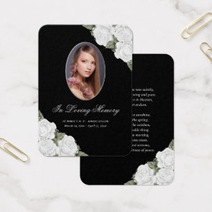 Elegant Black White Memorial Funeral Prayer Card