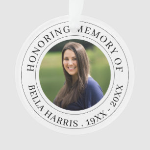 Elegant Black & White Memorial Tribute Ornament