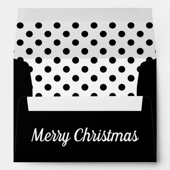 Elegant Black White Merry Christmas Return Address Envelope (Back (Bottom))