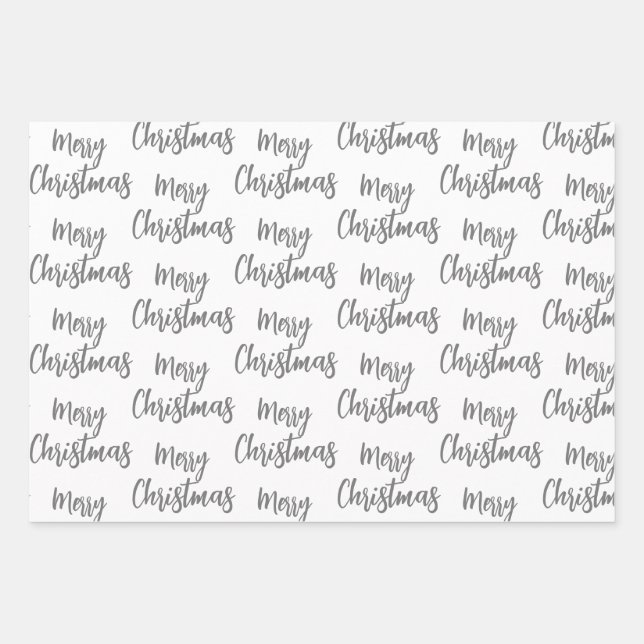 Elegant Black White Merry Christmas Wrapping Paper (Front)