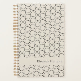 Elegant Black White Mid-Century Modern Custom Name Planner