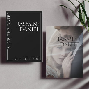 Elegant Black White Minimal Photo Wedding Save The Date