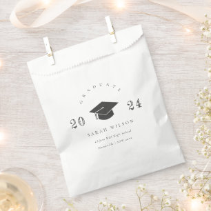Elegant Black & White Minimal Simple Graduation Favour Bags