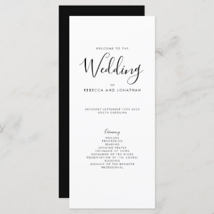 Elegant Black White Minimal Wedding Program