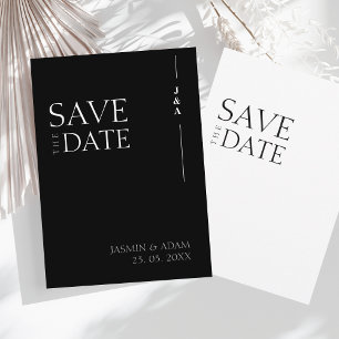 Elegant Black White Minimalist Monogram Wedding Save The Date