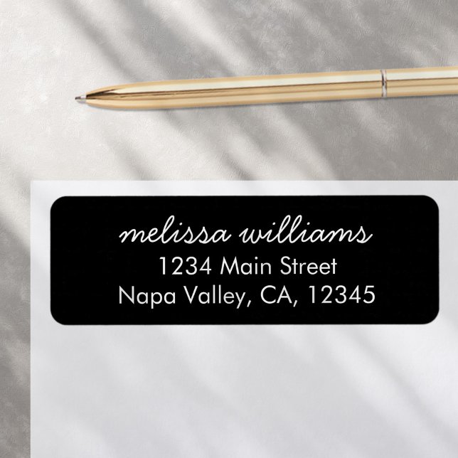 Elegant Black White Minimalist Return Address (Creator Uploaded)
