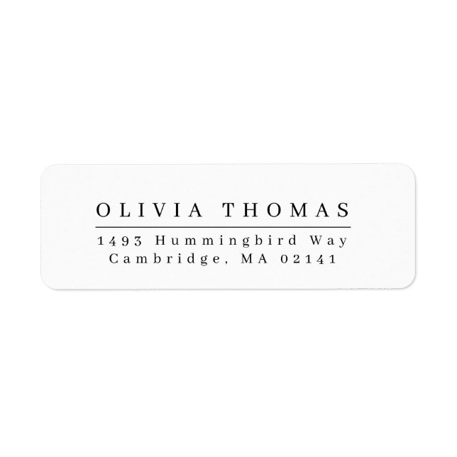 Elegant black white minimalist return address labe (Front)