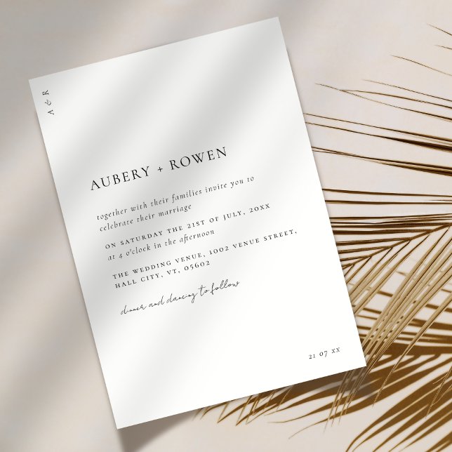 Elegant Black & White Minimalist Simple Wedding Invitation (Creator Uploaded)