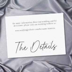 Elegant Black White Minimalist Wedding Enclosure Card