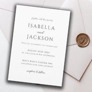 Elegant Black & White Minimalist Wedding  Invitation