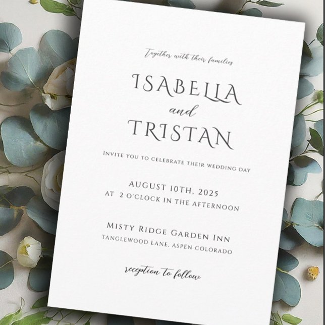Elegant Black & White Minimalist Wedding  Invitation (Creator Uploaded)