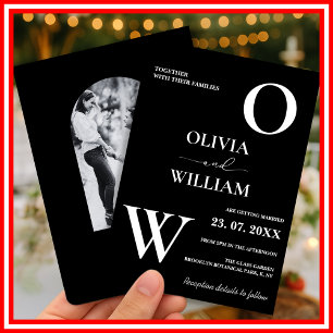 Elegant Black & White Minimalist Wedding Invitation