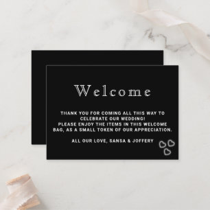 Elegant Black & White Minimalist Wedding Place Card