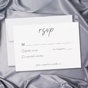 Elegant Black White Minimalist Wedding RSVP Card