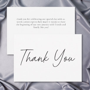 Elegant Black White Minimalist Wedding Thank You Card