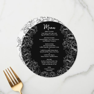 Elegant Black White Modern Boho Round Wedding Menu
