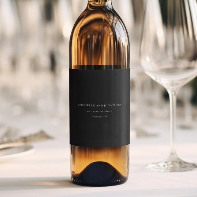 Elegant Black & White Modern Calligraphy Wedding Wine Label (Creator Uploaded)