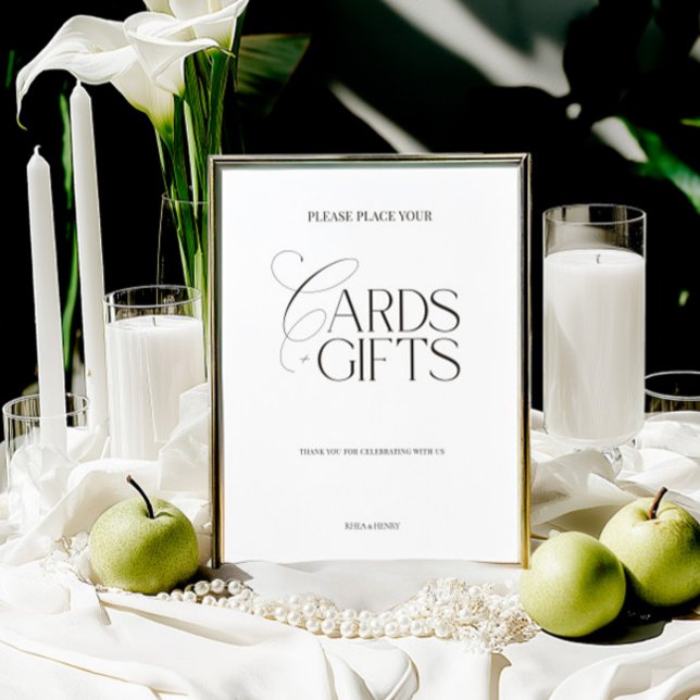 Elegant Black & White Modern “Cards & Gifts” Sign (Elegant Black & White Modern “Cards & Gifts” Sign)