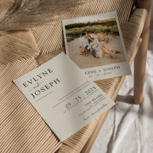 Elegant Black & White Modern Chic Photo Wedding Invitation
