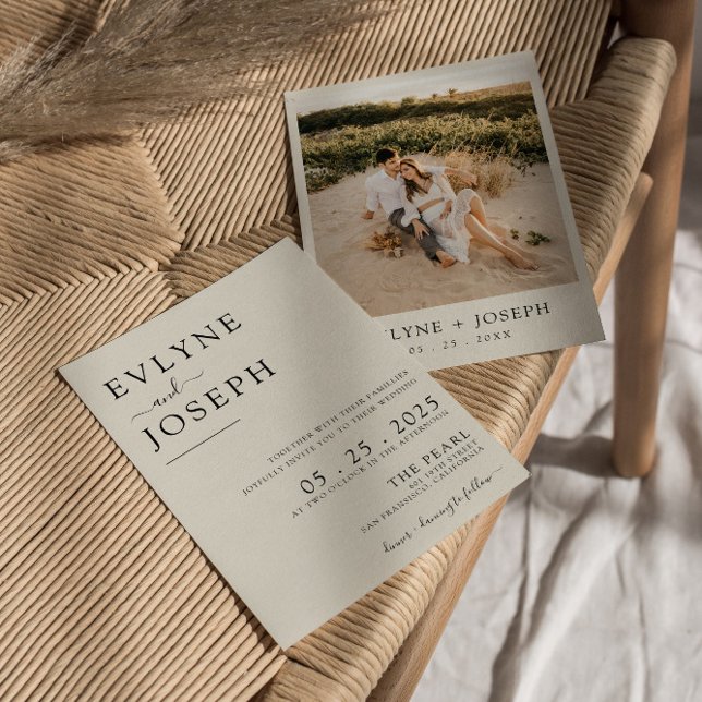 Elegant Black & White Modern Chic Photo Wedding  Invitation (Creator Uploaded)