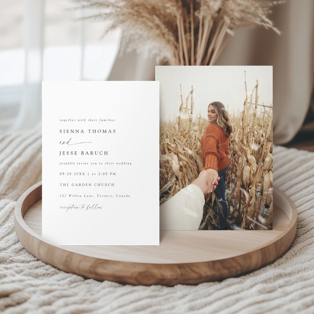 Elegant Black & White Modern Minimal Script Photo Invitation (Creator Uploaded)