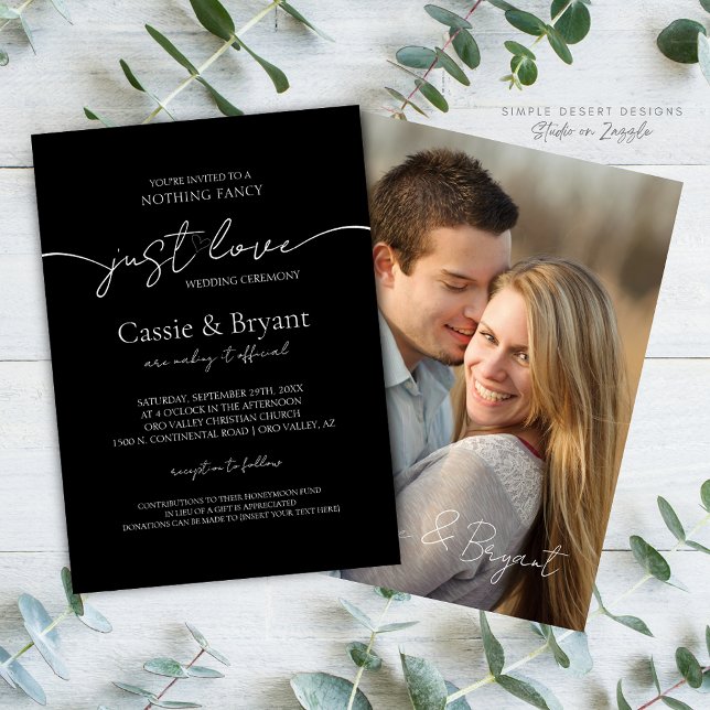 Elegant Black & White Modern Photo Wedding Invitation (Creator Uploaded)