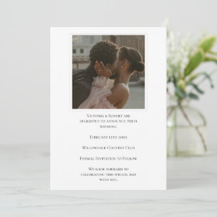 Elegant Black & White Modern Photo Wedding Save The Date