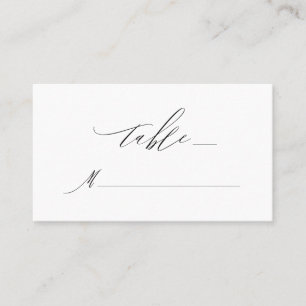 Elegant Black White Modern Script Monogram Wedding Place Card