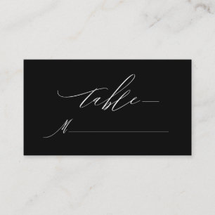 Elegant Black White Modern Script Monogram Wedding Place Card