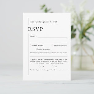 Elegant Black & White Modern Typography Wedding RSVP Card