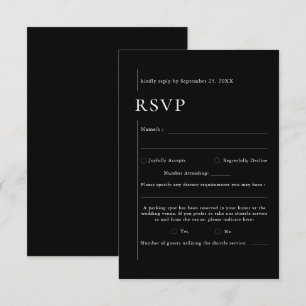 Elegant Black & White Modern Typography Wedding RSVP Card