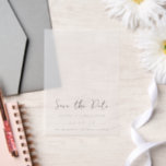 Elegant Black White Modern Wedding Save the Date Vellum Invitations<br><div class="desc">Classic style wedding save the date featuring a simple yet elegant design with your event details in traditional serif and script fonts.  This is designed to go over your favourite photo.</div>