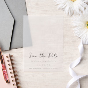 Elegant Black White Modern Wedding Save the Date Vellum Invitations