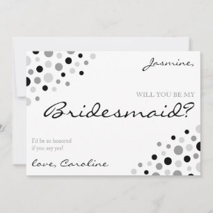 Elegant Black White Monochrome Be My Bridesmaid Invitation