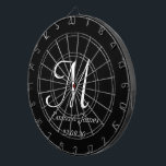 Elegant Black & White Monogram Initial Name Custom<br><div class="desc">Elegant Black and White Monogram Initial Name Custom Dart Board</div>