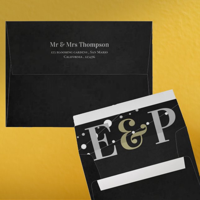 Elegant Black White Monogram Minimalist Wedding Envelope (Creator Uploaded)