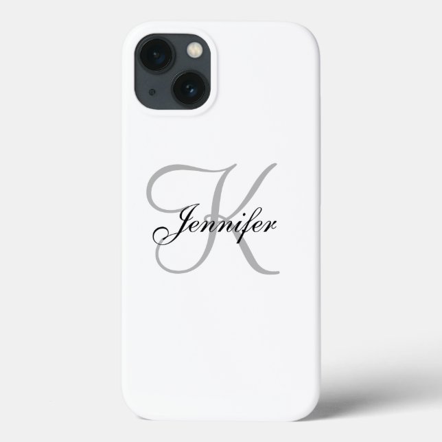 ELEGANT BLACK WHITE MONOGRAM NAME Case-Mate iPhone CASE (Back)
